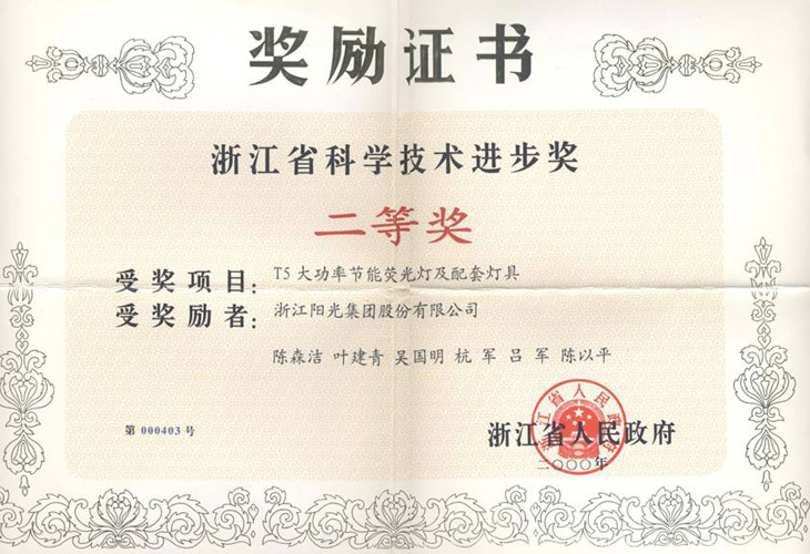 浙江省科學技術進步二等獎