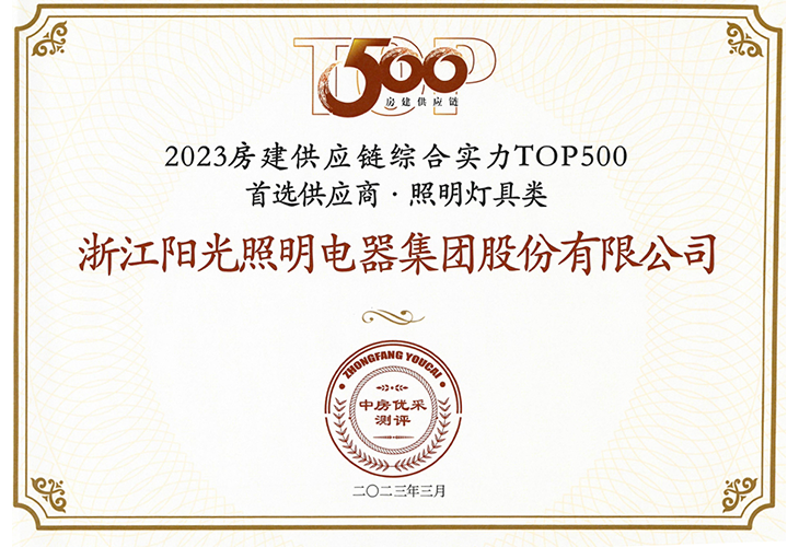 房建供應鏈綜合實力TOP500照明燈具