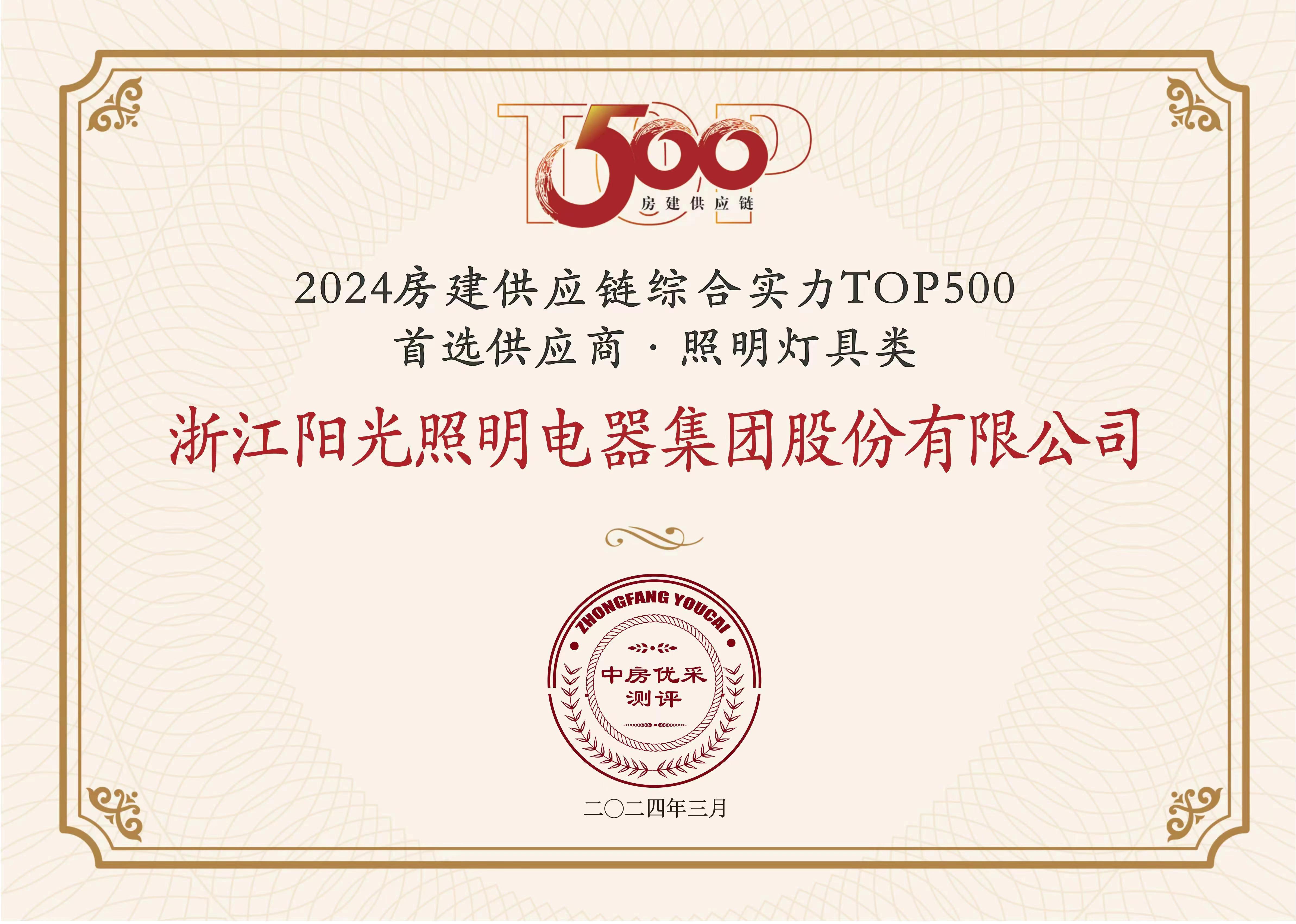 2024中國房地產開發企業綜合實力 首選供應商 照明燈具類